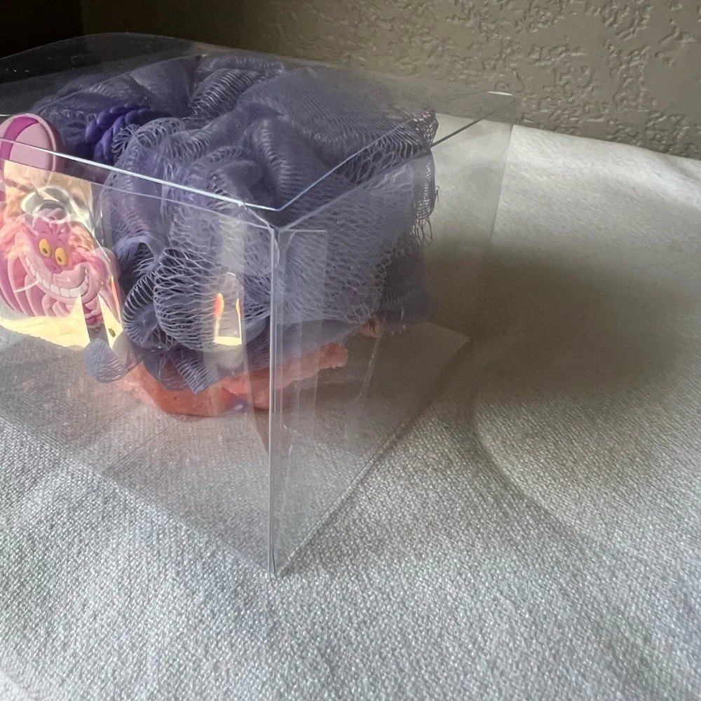 Watermelon soap Purple Shower Pouf with Cheshire Cat Design